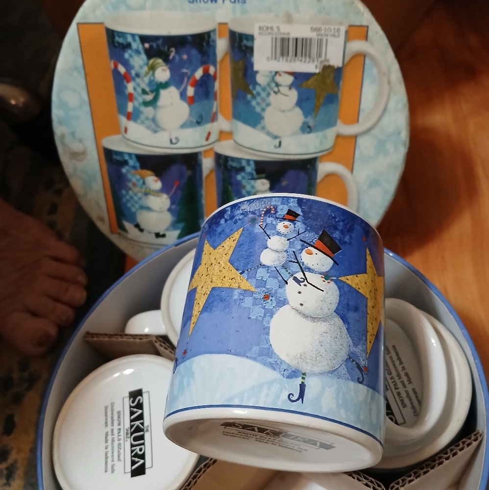 A set of Christmas mugs